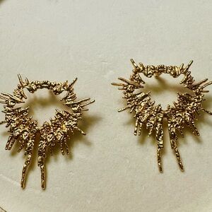 Vintage KHOI Gold Textured Hoop Earrings